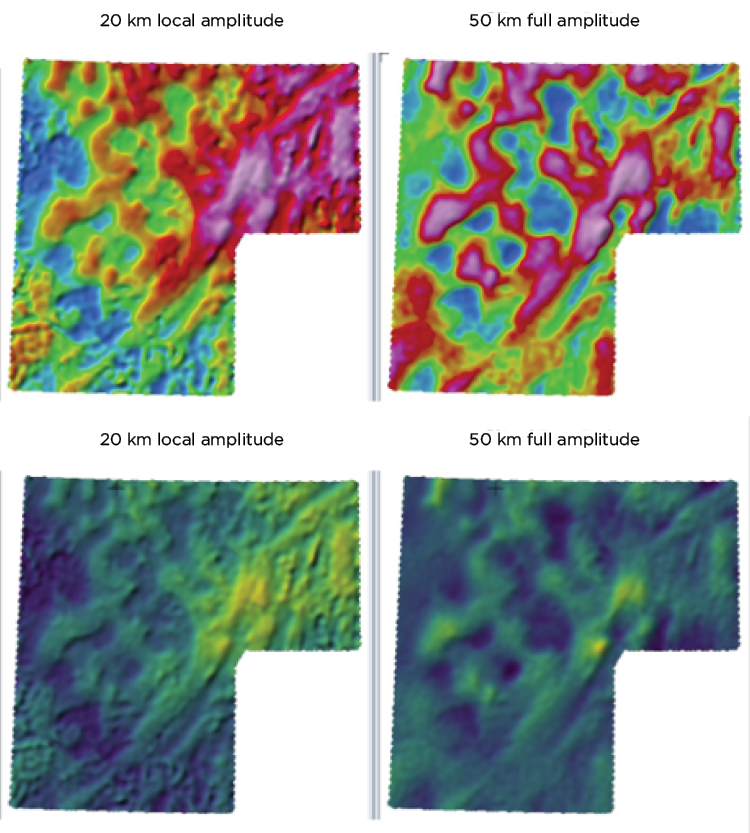 Images showing aeromagnetic surveys.